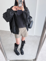 レイヤーバックルスカートパンツ (2color)