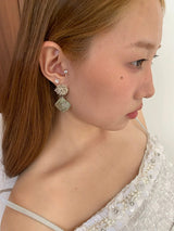 Mint stone silver ball drop earrings