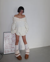 Ribbon off-shoulder oversized fit sweatshirt
