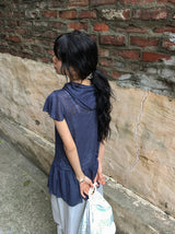 Vail Cap Sleeves Frill Shirring Layered Snap Hood One Piece