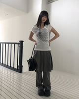 ディエンレタリングプリンテッドボタンショートスリーブTシャツ