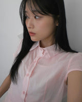 Trang Stripe See-Through Short Sleeve Shirt