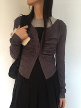Shirring V-neck cardigan (4 colors)