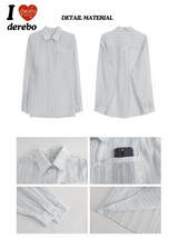 blue striped sun-cut loose-fit shirt