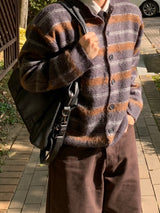 ワンブロック ジャカード ブラッシュ カーディガン