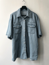 Western summer denim short-sleeved shirt