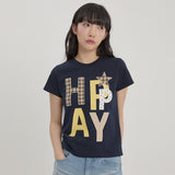 ハッピー パッチワーク ハーフスリーブ Tシャツ