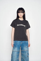 25SS シューティングロゴピグメントウーマン半袖Tシャツ チャコール