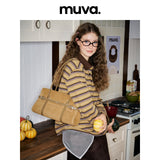 muva. British‑Style Ribbon Cowhide Large‑Capacity Commute Shoulder Bag for Women, 2025 New Arrival Oct 17
