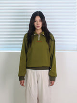 26ss ハーフジップアップロゴエンブロイダリーニットスウェットシャツ 2color