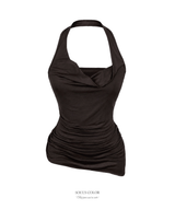 Silky Draped Halter Top (4color)