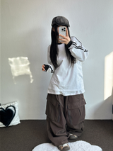 ジッパーカーゴ🤐キーリングカーゴバルーンオーバーパンツ 🧸🧇🩶🖤4カラー