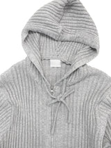 Edith lip knit hood zip-up