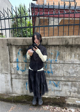 シースルーフリルロングスカート