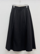 Stitched Cotton Flare Long Skirt
