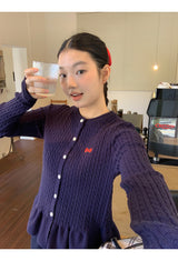 ツイステッドフリルニットロングスリーブカーディガン