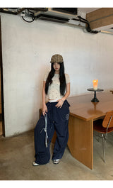 ナンバーネイビーカジュアルバンディングパンツ
