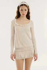 Jam shirring top - beige