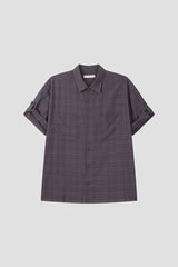 No.1325 wrinkle roll up check SHIRT (3color)