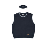 シンプルラインニットベスト (Navy)