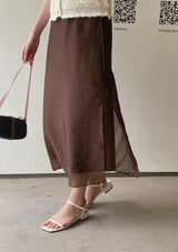 Corinne Layered Chiffon Slit Maxi Long Skirt