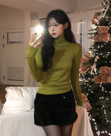 [U-BASIC/wool 28%] Solid Basic Turtleneck Long Sleeve