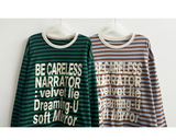ロゼカラーダンガラカラーマッチングレタリングルーズフィットロングスリーブTシャツ