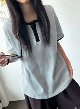 クロワ ワッフル ヘンリー オーバーサイズ Tシャツ 5カラー
