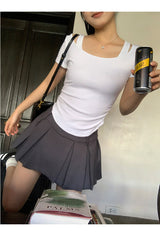 チャコールミニプリーツパンツスカート