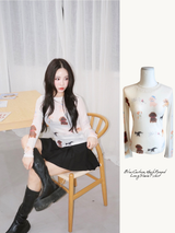 Blur Cartoon Mash Round Long Sleeve T-shirt