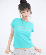 502 グリッターレタリングTシャツ - ミント