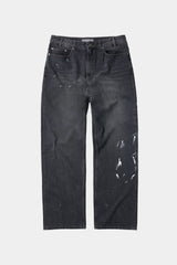 Aged Splatter Carpenter Denim Pants(Washed Black)