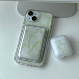 Green - ブラーパターン Magsafe フォーンケース カードポケット セット