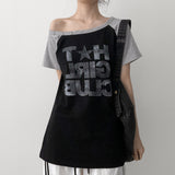 [Kitsch Look💗] Star Rivet Asymmetrical Raglan Short Sleeve (3 colors)