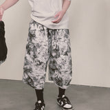 tiedye capri cargo shorts_white