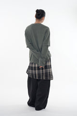 Checker drape layered pants