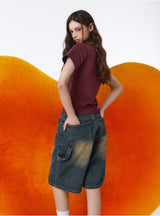 BTB :ウェーブウォッシングカーペンターショーツ [YELLOW MINUIT CORE] [UNISEX]