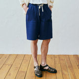 front seam fatigue short pants navy