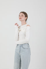 レイヤードツイストTシャツノースリーブセット White
