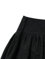 ボタン パンプキン ミディ スカート(BLACK)