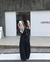 Belted wide skirt pants