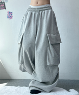 (FLEECE ❤‍🔥) OVERWIDE CARGO TRAINING PANTS🖤❤🩶🤍 - 4 COLORS, PLEAT NATIONAL PLEAT PANTS LONG PANTS PLEAT PANTS