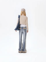 13DE MARZO Bear Denim Jacket Tote Bag Blue