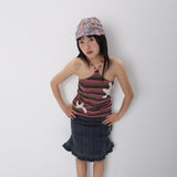 CONFUN 25SS original patch texture striped beaded halter strap