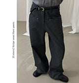 [Unisex]ストライプセミフレアパンツ