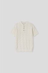 LMN センシティブツイストバックルヘンリーネック半袖ニット (5 colors)