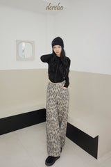 Vintage Leopard Wide Pants