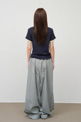 (W) Tie Linen Layered Top