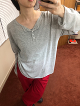 Button henley neck knit