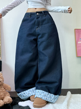 リボン🎀ワイドリボンロールアップデニムパンツ 🩵🎀